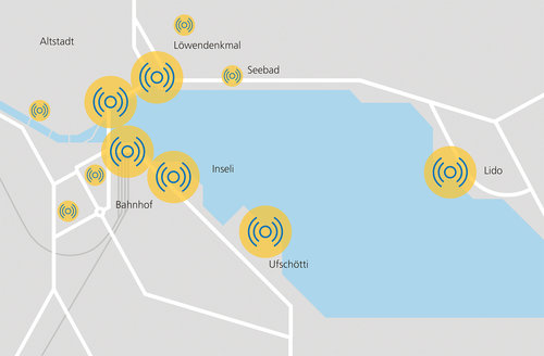 Standorte der WLAN Hotspots in der Stadt Luzern